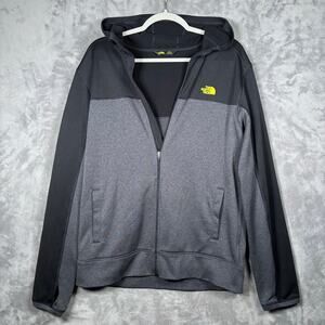 The North Face Men’s Gray Black Full Zip Hoodie Jacket Medium TNF Logo